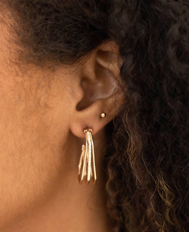 Argola Tripartida com Zirconia Branco