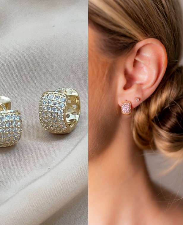 Argola com Zirconias Brancas 